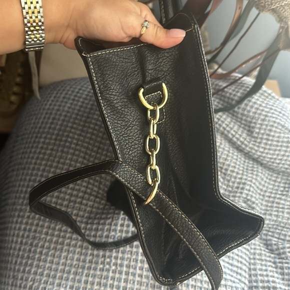 Black purse lock bag work bag work satchel shoulder bag top handle business bag - Picture 6 of 11